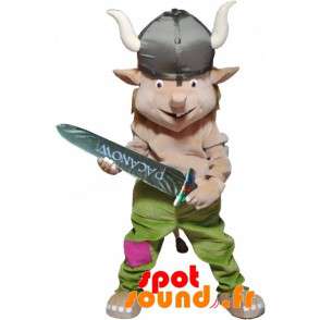 Leprechaun maskot, trold med en viking hjelm - Spotsound maskot