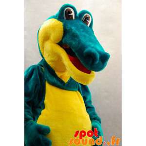 Blød og sjov grøn og gul krokodille maskot - Spotsound maskot