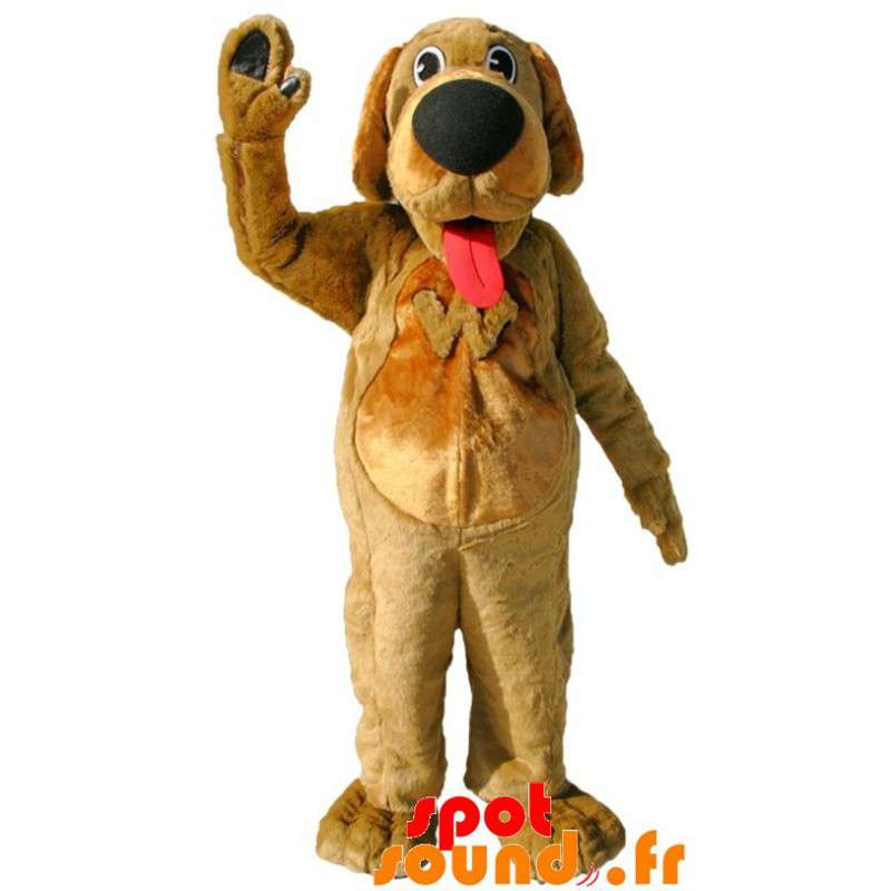 Brun hundemaskot med stor tunge - Spotsound maskot