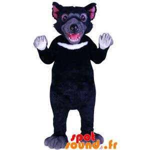 Svart och vit Tasmanian devil maskot - Spotsound maskot
