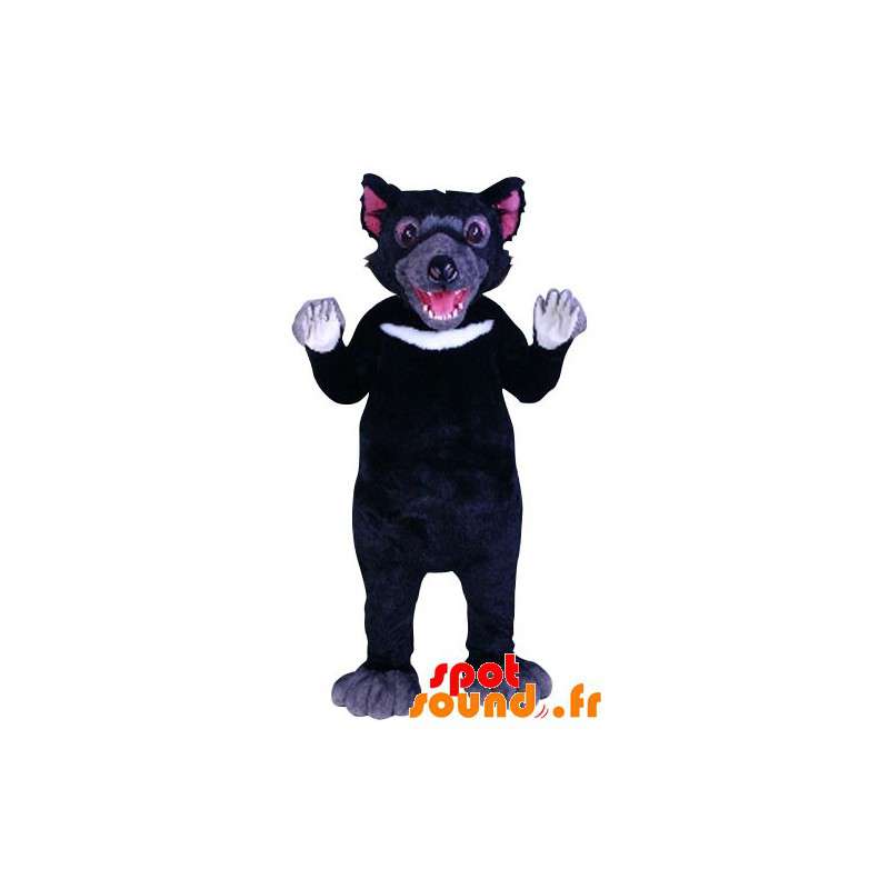 Svart och vit Tasmanian devil maskot - Spotsound maskot