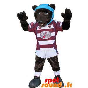 Mascotte d'ours marron en...