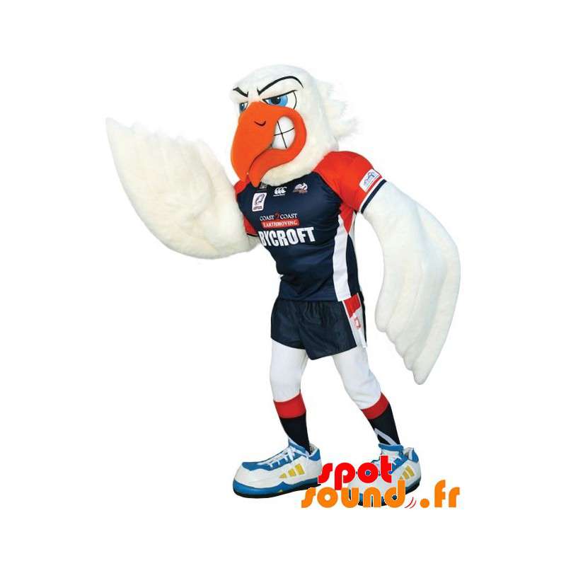 Hvid måge maskot i sportstøj - Spotsound maskot Hvid måge maskot i sportstøj - Spotsound maskot