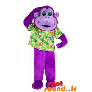 Mascote macaco roxo com uma...