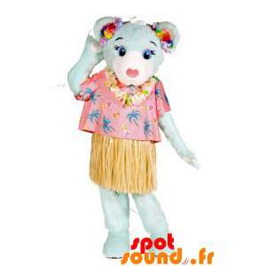 Blå bamse maskot i ferieudstyr - Spotsound maskot