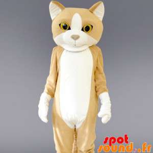 Mascot beige og hvit katt,...