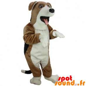 Hund maskot brun, hvit og svart. Dog Costume - Hundemaskoter - MASFR033470 - SpotSound.fr
