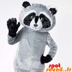 Tvättbjörn maskot svart, grå och vit, jätte - Spotsound maskot