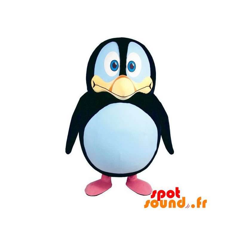 Svart, vit och gul pingvinmaskot. Penguin kostym - Spotsound