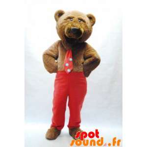 Mascot urso marrom com uma...