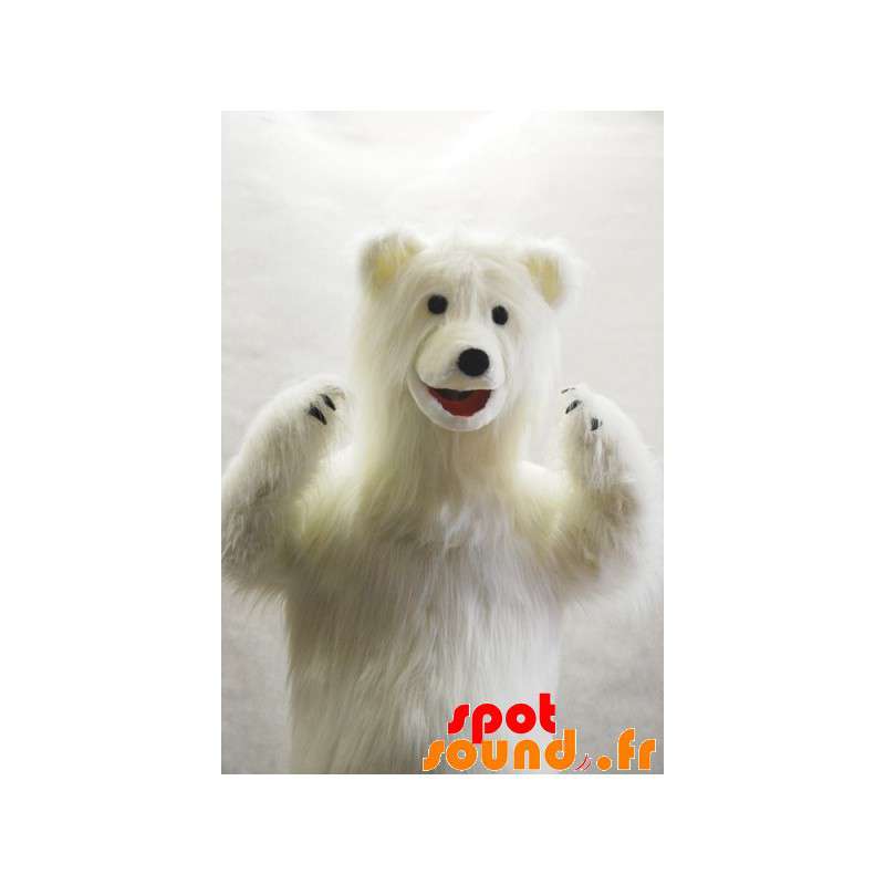 Isbjörnmaskot, mycket hårig. Vit nallebjörn - Spotsound maskot