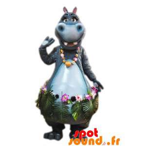 Mascotte d'hippopotame gris...