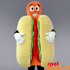 Kæmpe hotdog maskot. Fastfood kostume - Spotsound maskot