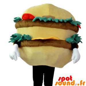 Mascot kæmpe beige og brun hamburger med salat - Spotsound
