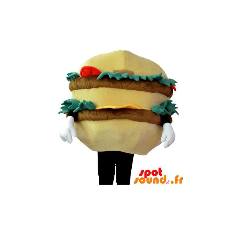 Mascot kæmpe beige og brun hamburger med salat - Spotsound