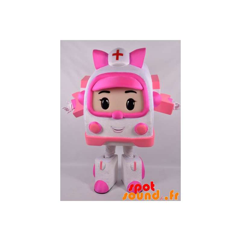 La mascota de los transformadores manner ambulancia blanco y rosa - 13