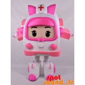 Mascot ambulanza bianco e rosa Transformers maniera - 13