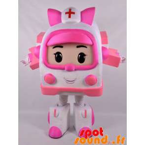 Mascot wit en roze ambulance manier Transformers - 13