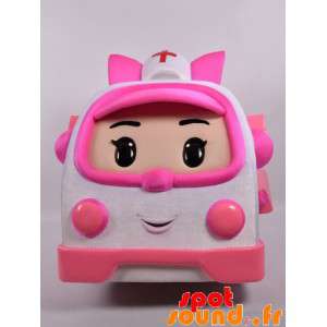 La mascota de los transformadores manner ambulancia blanco y rosa - 14