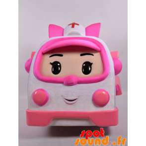 La mascota de los transformadores manner ambulancia blanco y rosa - 14
