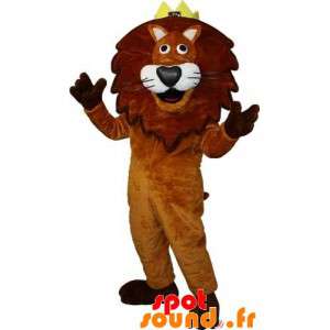 Brunt og hvitt lion maskot...