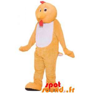 Kycklingmaskot, orange och vit tupp - Spotsound maskot