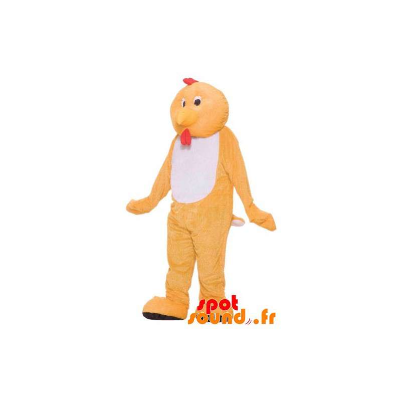 Kycklingmaskot, orange och vit tupp - Spotsound maskot