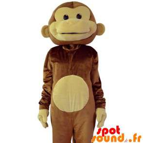 Brun og beige abemaskot. Chimpanse kostume - Spotsound maskot