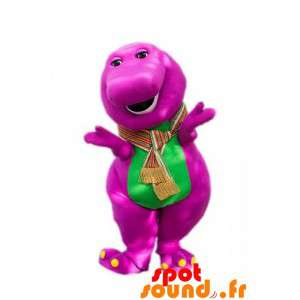 Lyserød og grøn dinosaur maskot, fyldig og sjov - Spotsound