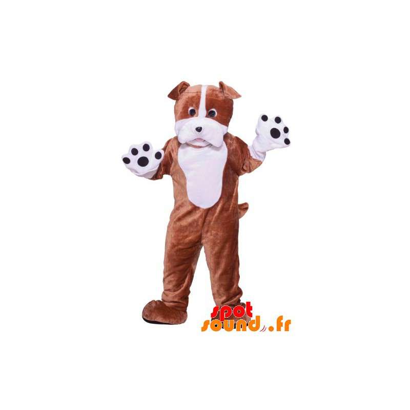 Brun og hvid hundemaskot. Hundedragt - Spotsound maskot