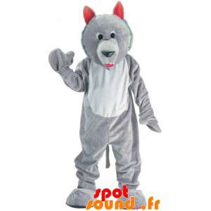 Gray And White Wolf Mascot....