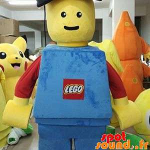 マスコットレゴ青、赤と黄色の巨人。レゴコスチューム