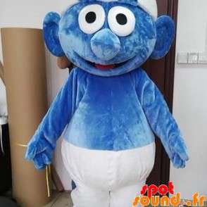 Smurf maskot, blå tegneseriefigur - Spotsound maskot