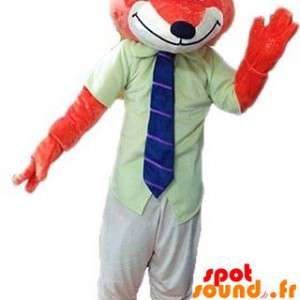 Orange rävmaskot med slips - Spotsound maskot