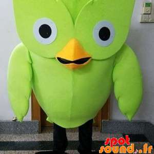 Grøn fuglemaskot, kæmpe ugle - Spotsound maskot