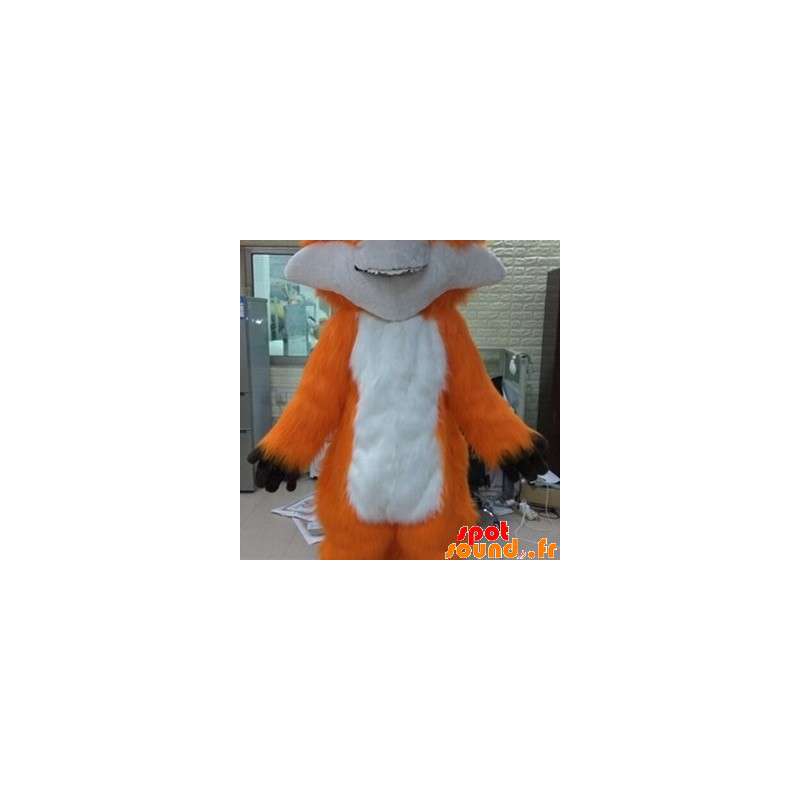 Blød og behåret hvid og orange rævmaskot - Spotsound maskot