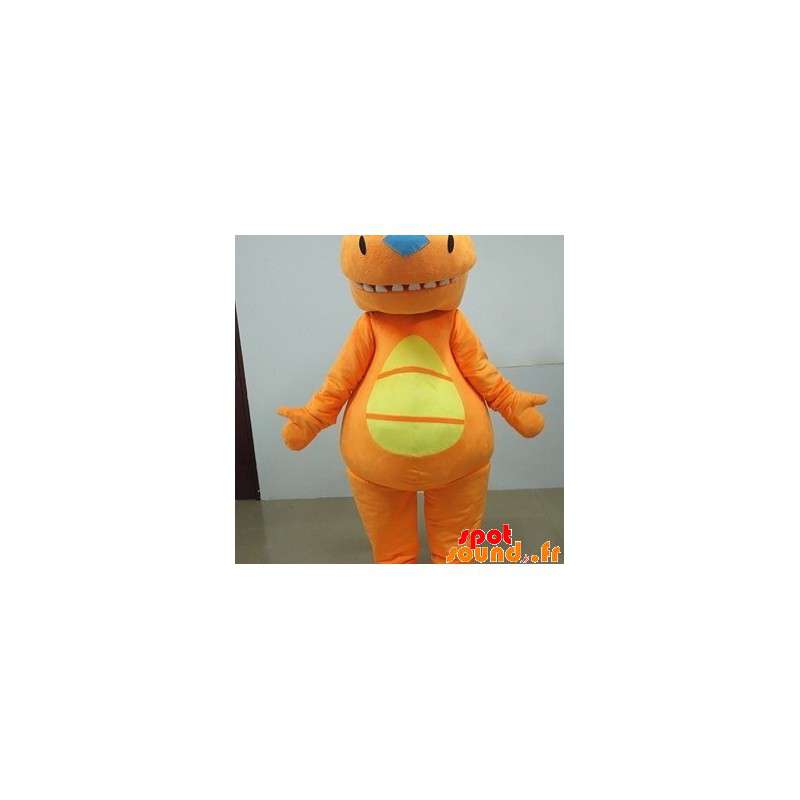 Orange og gul dinosaur maskot. Orange dragt - Spotsound maskot