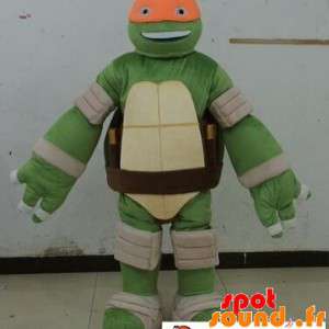 Ninja turtle maskot med orange pannband - Spotsound maskot