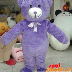 Purple Teddy Mascot, Cute...