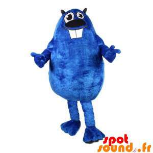 Mascot blauw bever, mollig...