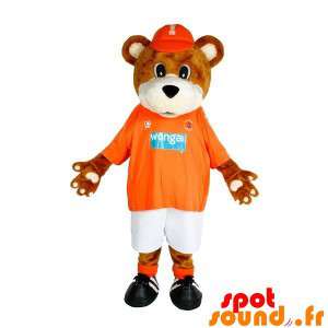 Mascotte d'ours marron et...