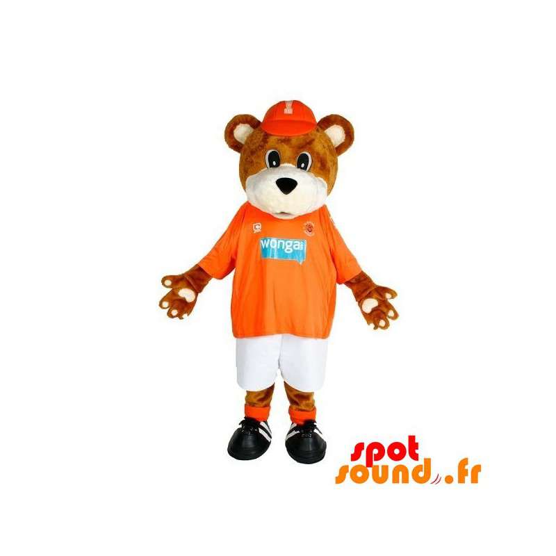 Brun och vit björnmaskot i sportkläder - Spotsound maskot