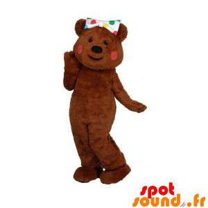 Brun nallebjörnmaskot med röda kinder - Spotsound maskot