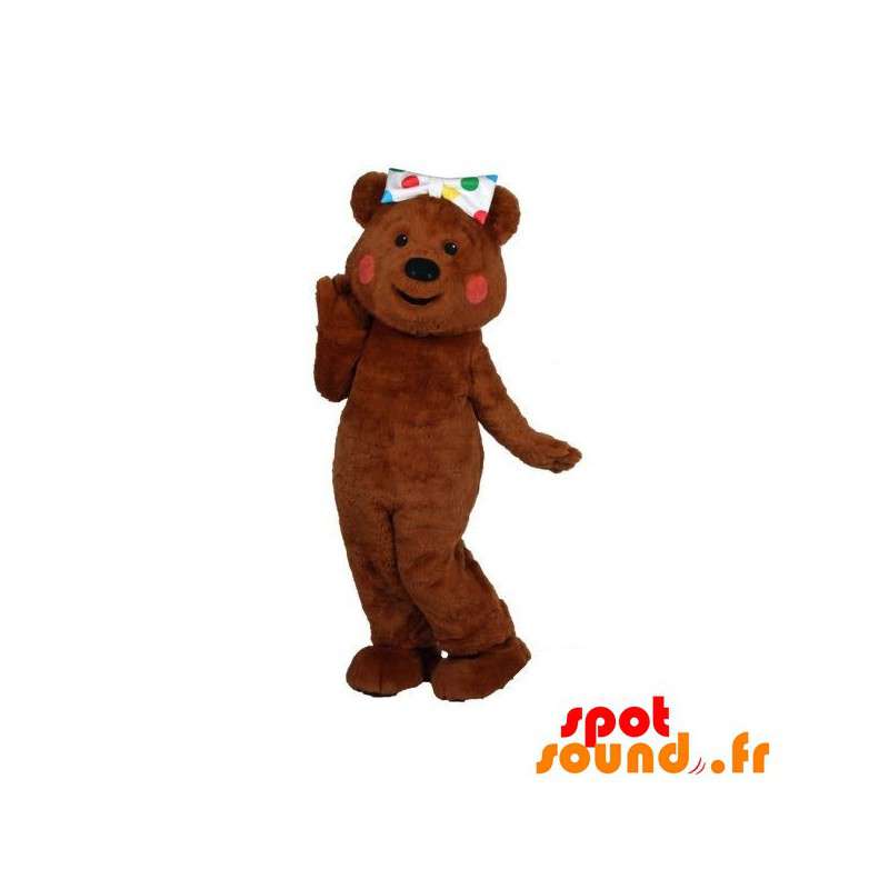 Brun bamse maskot med røde kinder - Spotsound maskot