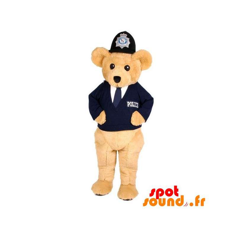 Beige björnmaskot i polisdräkt - Spotsound maskot