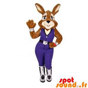 Kaninmaskot med en kombination. Bunny kostym - Spotsound maskot