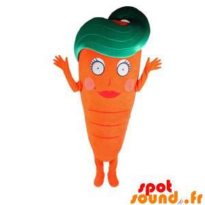 Orange og grøn gulerodsmaskot, kæmpe - Spotsound maskot