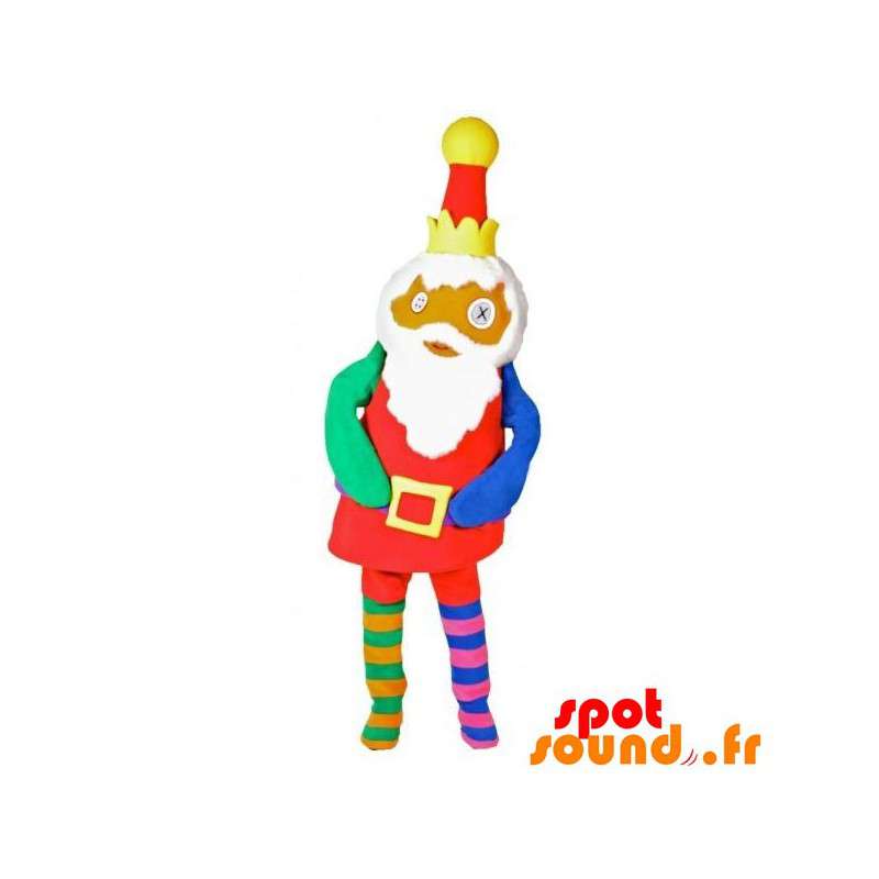Farverig dukkemaskot med krone - Spotsound maskot