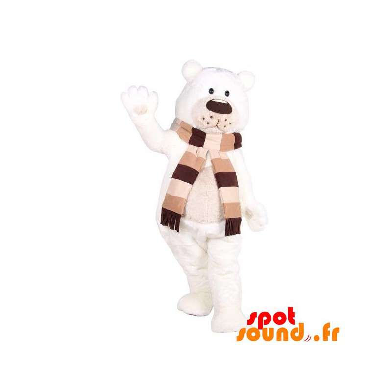 Isbjörnmaskot med halsduk. nallebjörn - Spotsound maskot
