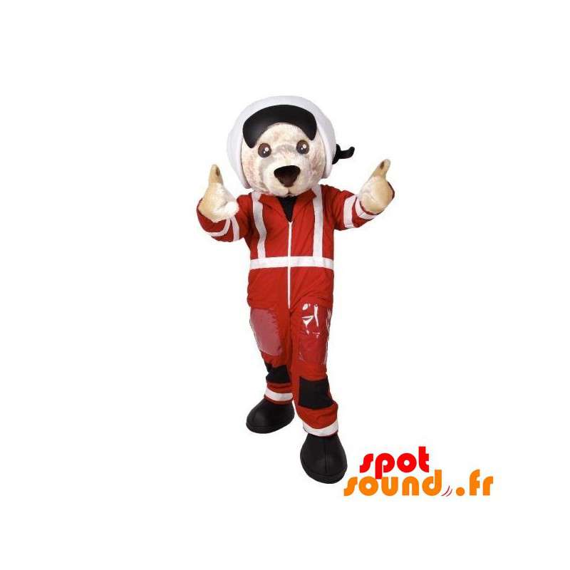 Hundemaskot i pilot-outfit. Aviator maskot - Spotsound maskot